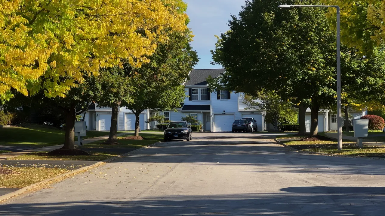 Suburban street with homes