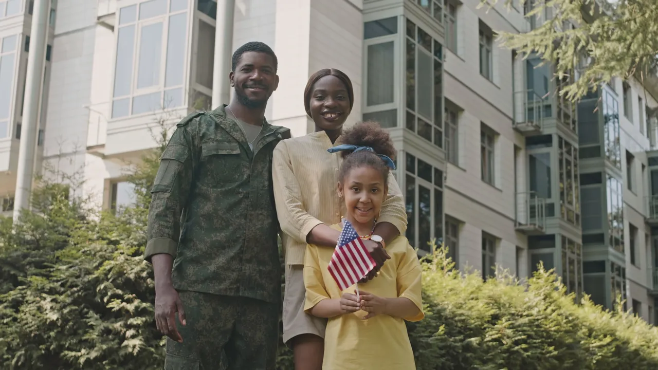 Military family with American flag